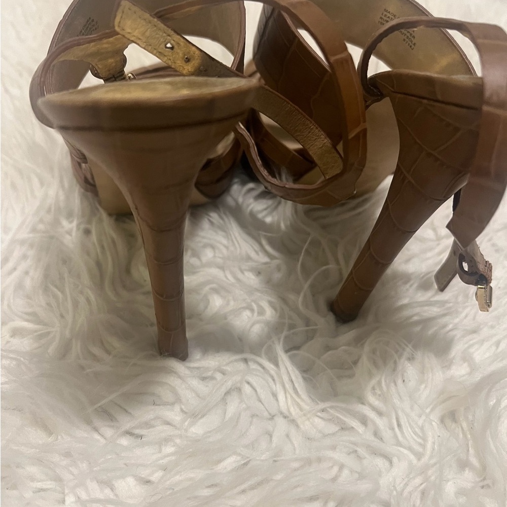 Michael Kors Brown Croc-Embossed Sandals - Picture 2 of 2